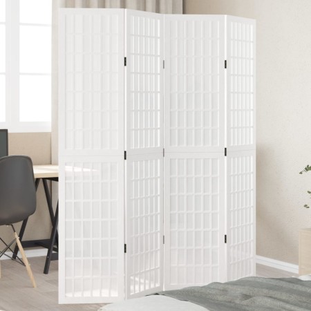 4-panel solid Paulownia wood room divider screen in white. by , Room dividers - Ref: Foro24-358786, Price: 108,34 €, Discount: %