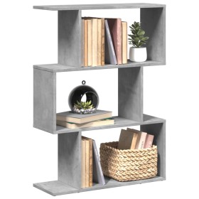 Three-level gray concrete and wood divider bookshelf 70x24x97 cm by , Bookcases and shelves - Ref: Foro24-858114, Price: 50,1...