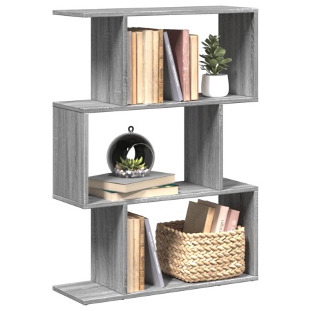 Librería divisora 3 niveles madera gris Sonoma 70x24x97 cm de , Librerías y estanterías - Ref: Foro24-858116, Precio: 51,44 €...