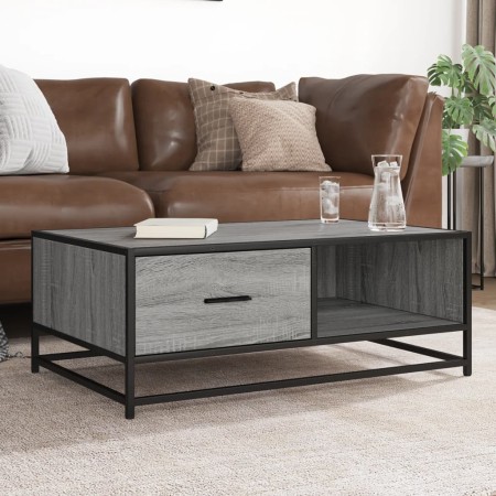 Engineered wood and gray Sonoma metal coffee table 90x57x35 cm by , Coffee table - Ref: Foro24-848757, Price: 101,72 €, Disco...