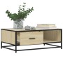 Mesa de centro madera ingeniería metal roble Sonoma 90x57x35 cm de , Mesas de centro - Ref: Foro24-848755, Precio: 98,59 €, D...