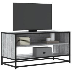 Mueble TV madera ingeniería y metal roble ahumado 91x40x46 cm de , Muebles TV - Ref: Foro24-848887, Precio: 85,97 €, Descuent...