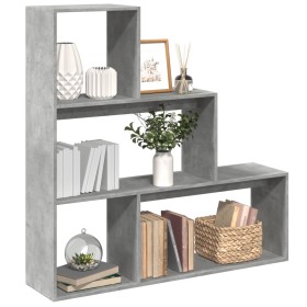 Divider bookcase 3 levels gray wood concrete 123x29x123 cm by , Bookcases and shelves - Ref: Foro24-857988, Price: 81,30 €, D...