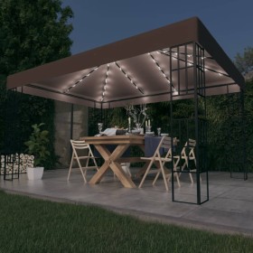 Carpa cenador de jardín con tira de luces LED 4x3 m taupé de , Carpas y cenadores - Ref: Foro24-3070325, Precio: 289,15 €, De...