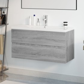 Mueble de baño con lavabo madera contrachapada gris Sonoma de , Tocadores de baño - Ref: Foro24-3152883, Precio: 283,43 €, De...