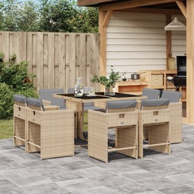 Garten-Essgruppe 9-teilig mit Kissen aus synthetischem Rattan in Beige. von , Gartensets - Ref: Foro24-3211200, Preis: 466,73...