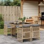 Garten-Essgruppe 5-teilig mit Kissen aus synthetischem Rattan in Beige. von , Gartensets - Ref: Foro24-3210900, Preis: 308,02...