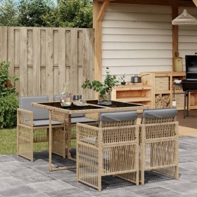 Garten-Essgruppe 5-teilig mit Kissen aus synthetischem Rattan in Beige. von , Gartensets - Ref: Foro24-3210900, Preis: 307,63...