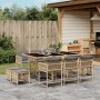 Garten-Essgruppe 11-teilig mit Kissen aus synthetischem Rattan in Beige. von , Gartensets - Ref: Foro24-3211512, Preis: 496,9...