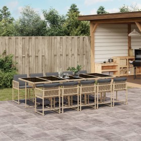 Garten-Essgruppe 11-teilig mit Kissen aus synthetischem Rattan in Beige. von , Gartensets - Ref: Foro24-3211656, Preis: 765,5...