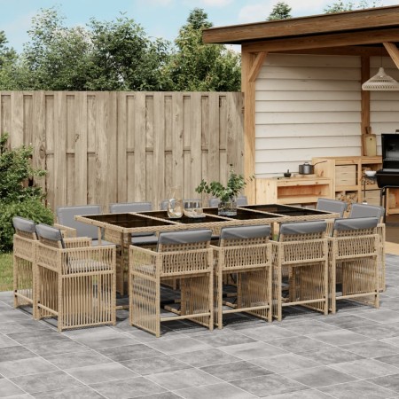 Garten-Essgruppe mit 13-teiligen Kissen aus synthetischem Rattan in Beige. von , Gartensets - Ref: Foro24-3211764, Preis: 805...