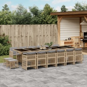 Garten-Essgruppe, 17-teilig, mit Kissen, aus synthetischem Rattan in Beige. von , Gartensets - Ref: Foro24-3211008, Preis: 1,...