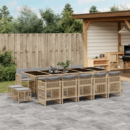 Garten-Essgruppe mit 15-teiligen Kissen aus synthetischem Rattan in Beige. von , Gartensets - Ref: Foro24-3210996, Preis: 891...