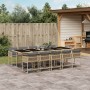 Garten-Essgruppe 11-teilig mit Kissen aus synthetischem Rattan in Beige. von , Gartensets - Ref: Foro24-3211476, Preis: 737,8...