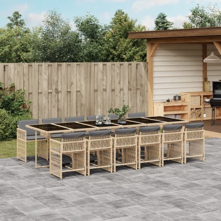 Garten-Essgruppe mit 13-teiligen Kissen aus synthetischem Rattan in Beige. von , Gartensets - Ref: Foro24-3211668, Preis: 892...