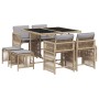 Set comedor de jardín 9 pzas con cojines ratán sintético beige de , Conjuntos de jardín - Ref: Foro24-3211680, Precio: 373,06...