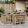 Garten-Essgruppe 9-teilig mit Kissen aus synthetischem Rattan in Beige. von , Gartensets - Ref: Foro24-3211020, Preis: 500,66...