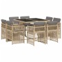 Garden dining set 9 pieces with beige synthetic rattan cushions by , Garden sets - Ref: Foro24-3211020, Price: 500,66 €, Disc...