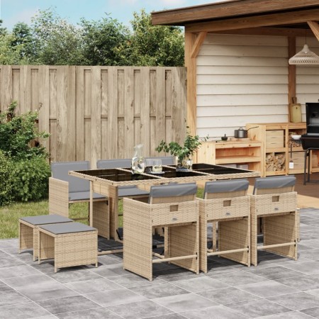 Garten-Essgruppe 11-teilig mit Kissen aus synthetischem Rattan in Beige. von , Gartensets - Ref: Foro24-3211152, Preis: 547,7...