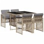 Garden dining set 5 pieces with beige synthetic rattan cushions by , Garden sets - Ref: Foro24-3210720, Price: 300,88 €, Disc...