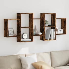 Engineered smoked oak wood wall shelf 159x18x65cm by , Shelves and shelves - Ref: Foro24-853213, Price: 53,52 €, Discount: %