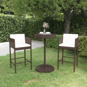 3-piece garden bar set and brown synthetic rattan cushions by vidaXL, Garden sets - Ref: Foro24-3094771, Price: 242,30 €, Dis...