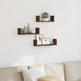 Wall shelf 3 units engineered wood brown oak by , Shelves and shelves - Ref: Foro24-853314, Price: 18,17 €, Discount: %