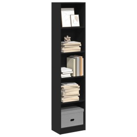 Black engineered wood bookshelf