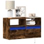 Wall-mounted TV stand with smoked oak finish and LED lights 80x31x45 cm by , TV Furniture - Ref: Foro24-852331, Price: 72,48 ...