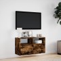 Mueble de TV de pared con luces LED roble ahumado 80x31x45 cm de , Muebles TV - Ref: Foro24-852331, Precio: 72,48 €, Descuent...