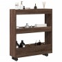 Narrow storage cart 3 levels brown oak wood by , Kitchen and dining carts - Ref: Foro24-855247, Price: 50,93 €, Discount: %