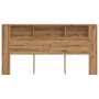 Oak wood artisan wardrobe headboard 200x18.5x102.5 cm by , Lockers and storage cabinets - Ref: Foro24-856887, Price: 99,78 €,...