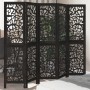 5-panel solid Paulownia wood room divider screen in black. by , Room dividers - Ref: Foro24-358757, Price: 121,82 €, Discount: %