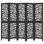 5-panel solid Paulownia wood room divider screen in black. by , Room dividers - Ref: Foro24-358757, Price: 121,70 €, Discount: %