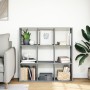 Divider bookcase made of gray concrete and wood, measuring 102x29x103.5 cm. by , Bookcases and shelves - Ref: Foro24-858042, ...