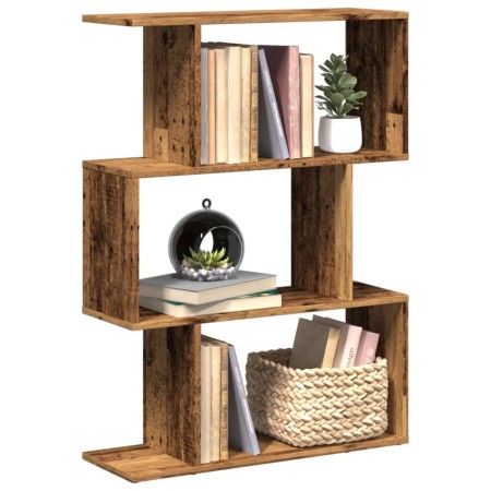 Librería divisora 3 niveles madera envejecida 70x24x97 cm de , Librerías y estanterías - Ref: Foro24-858118, Precio: 50,11 €,...