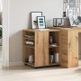 Engineered oak wood handmade rolling cabinet 60x53x72cm by , Lockers and storage cabinets - Ref: Foro24-856659, Price: 87,12 ...