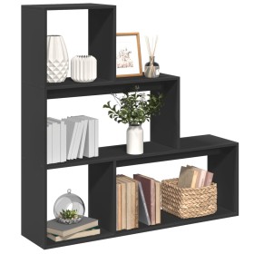 Three-level black wooden divider bookcase 123x29x123 cm by , Bookcases and shelves - Ref: Foro24-857986, Price: 85,68 €, Disc...