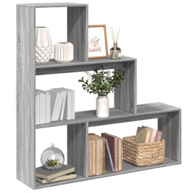 Divider bookcase 3 levels gray Sonoma wood 123x29x123 cm by , Bookcases and shelves - Ref: Foro24-857990, Price: 83,49 €, Dis...