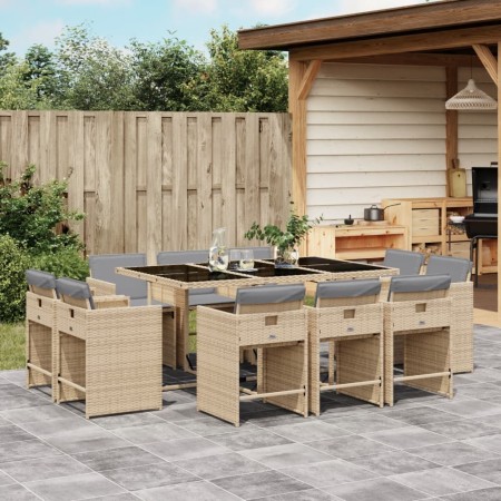 Garten-Essgruppe 11-teilig mit Kissen aus synthetischem Rattan in Beige. von , Gartensets - Ref: Foro24-3211212, Preis: 683,0...