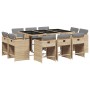 Garden dining set 11 pieces with beige synthetic rattan cushions by , Garden sets - Ref: Foro24-3211212, Price: 683,08 €, Dis...