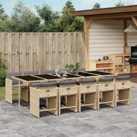 Garten-Essgruppe 11-teilig mit Kissen aus synthetischem Rattan in Beige. von , Gartensets - Ref: Foro24-3211116, Preis: 797,7...