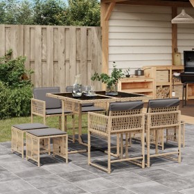 Garden dining set 9 pieces with beige synthetic rattan cushions by , Garden sets - Ref: Foro24-3211500, Price: 361,34 €, Disc...