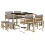 Garden dining set 9 pieces with beige synthetic rattan cushions by , Garden sets - Ref: Foro24-3211500, Price: 361,34 €, Disc...