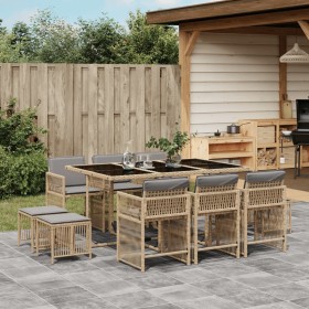 Garten-Essgruppe 11-teilig mit Kissen aus synthetischem Rattan in Beige. von , Gartensets - Ref: Foro24-3211692, Preis: 514,2...