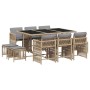 Set comedor de jardín 11 pzas con cojines ratán sintético beige de , Conjuntos de jardín - Ref: Foro24-3211692, Precio: 514,2...