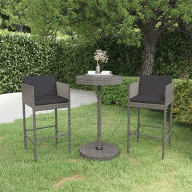 3-piece garden bar furniture set and gray synthetic rattan cushions by vidaXL, Garden sets - Ref: Foro24-3094773, Price: 237,...