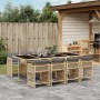 Garten-Essgruppe 9-teilig mit Kissen aus synthetischem Rattan in Beige. von , Gartensets - Ref: Foro24-3211644, Preis: 569,00...