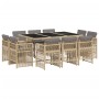 Set comedor de jardín 11 pzas con cojines ratán sintético beige de , Conjuntos de jardín - Ref: Foro24-3211032, Precio: 653,1...