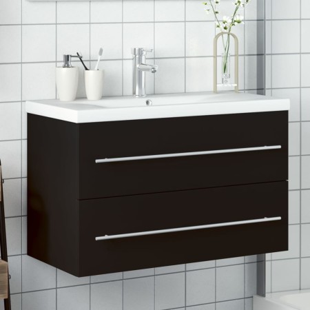 Mueble de baño con lavabo integrado negro de , Tocadores de baño - Ref: Foro24-3278777, Precio: 264,26 €, Descuento: %